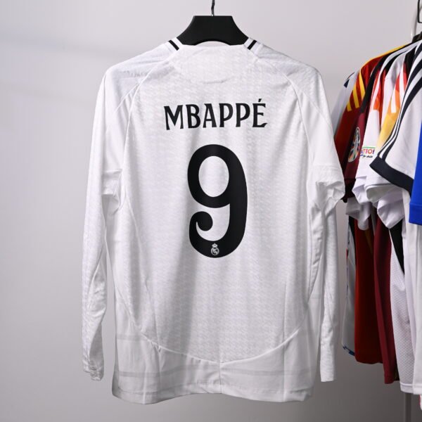 2024/25 Real Madrid Home Kit Authentic Long Sleeve Man Shirt #Mbappé 9